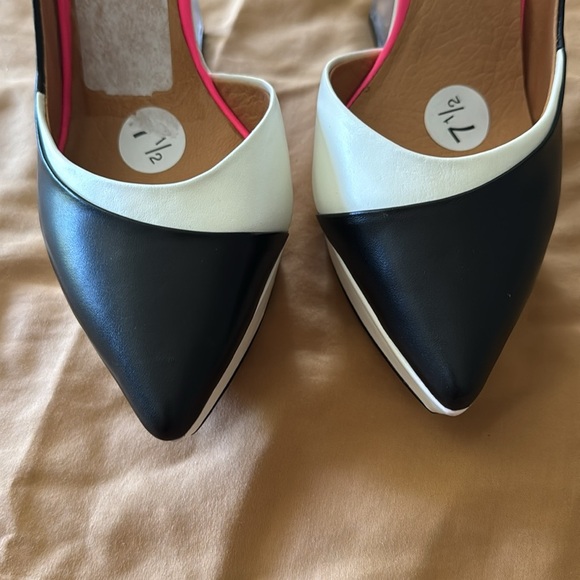 L.A.M.B. Woman’s Slip On Heels Black and White Hot Pink Wedge Heels - Picture 13 of 13